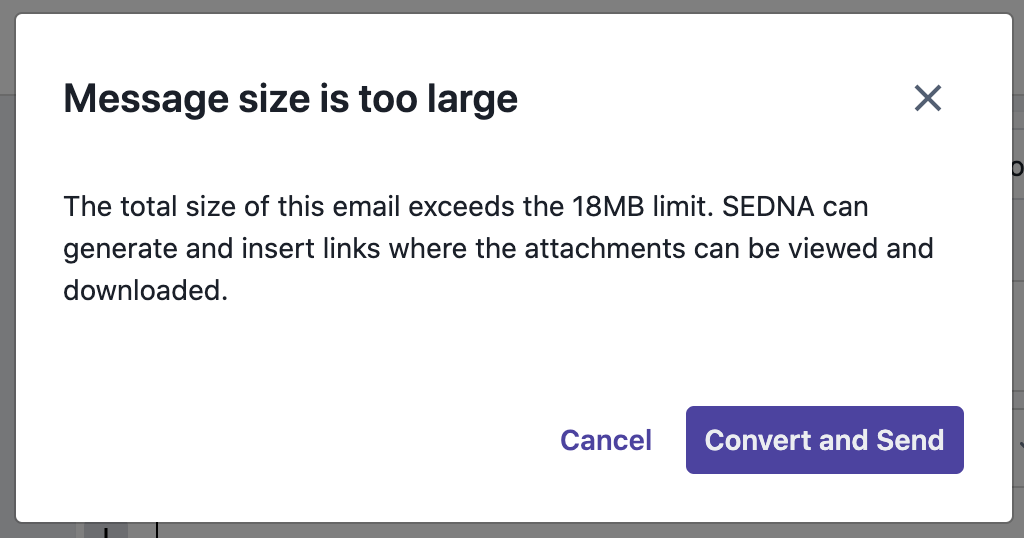 Message Size Limit SEDNA Systems Help Centre
